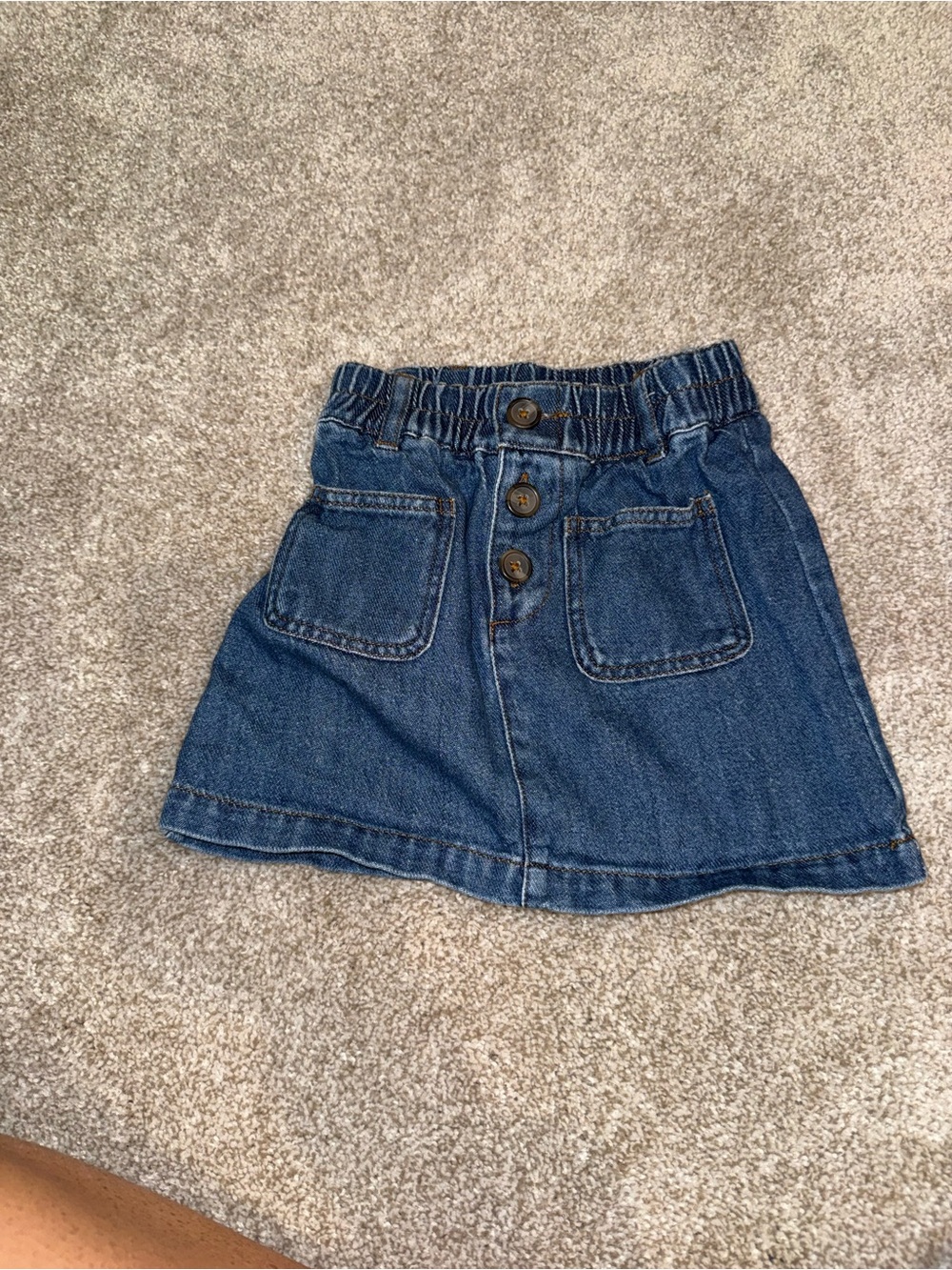 Mini Boden Dark Blue Denim Button-Front Skirt
